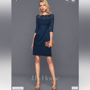 JJs House Blue Sheath Dress with Sweetheart Neckline